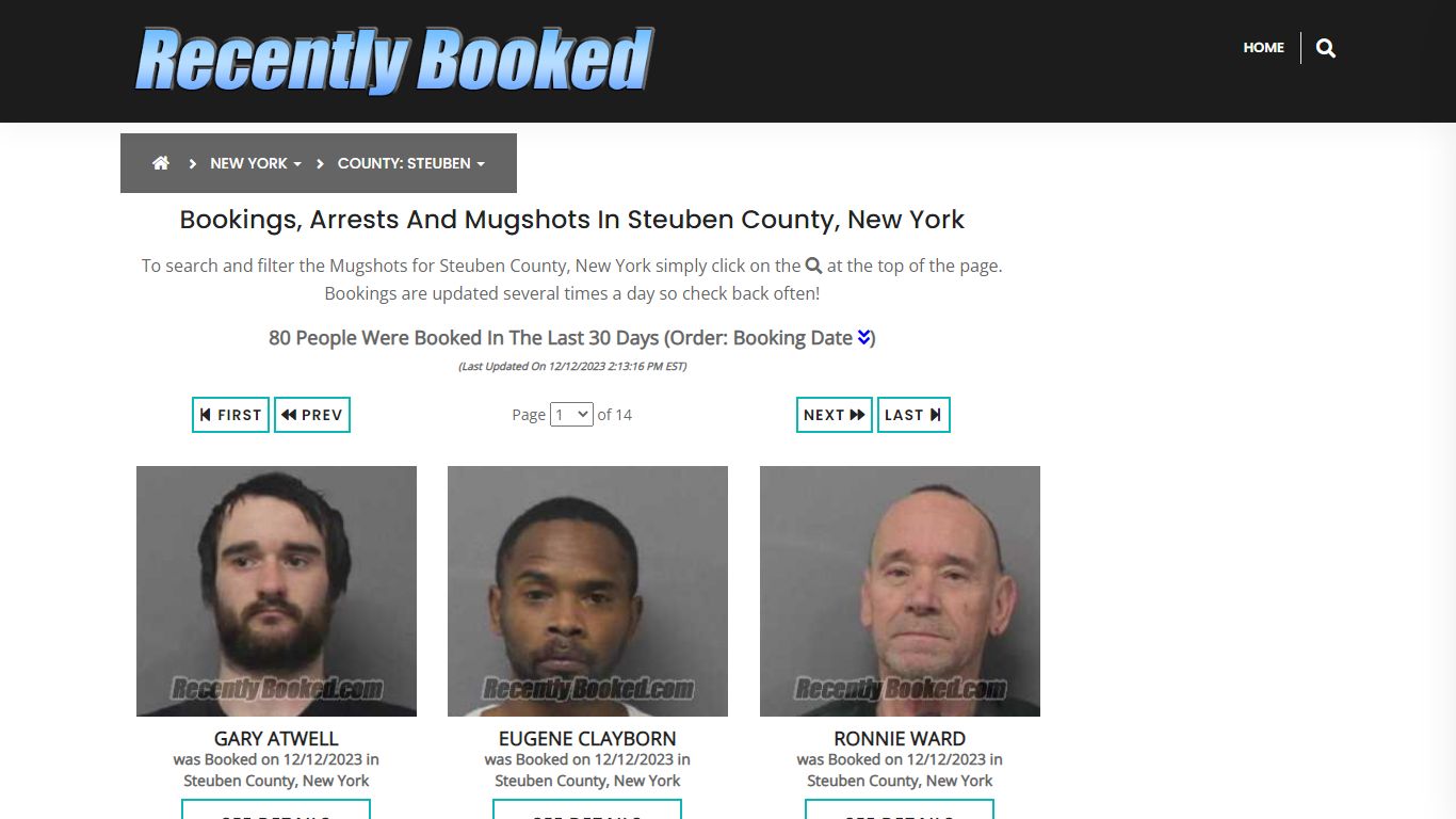 Bookings, Arrests and Mugshots in Steuben County, New York